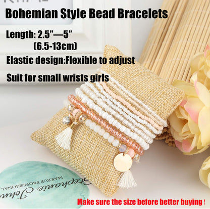 MILACOLATO 6Sets Boho Bead Bracelets Set Multilayered Stackable Bracelets Comfortable Stretch Bracelets Multicolor Bohemian Charm Bracelets for Women Men