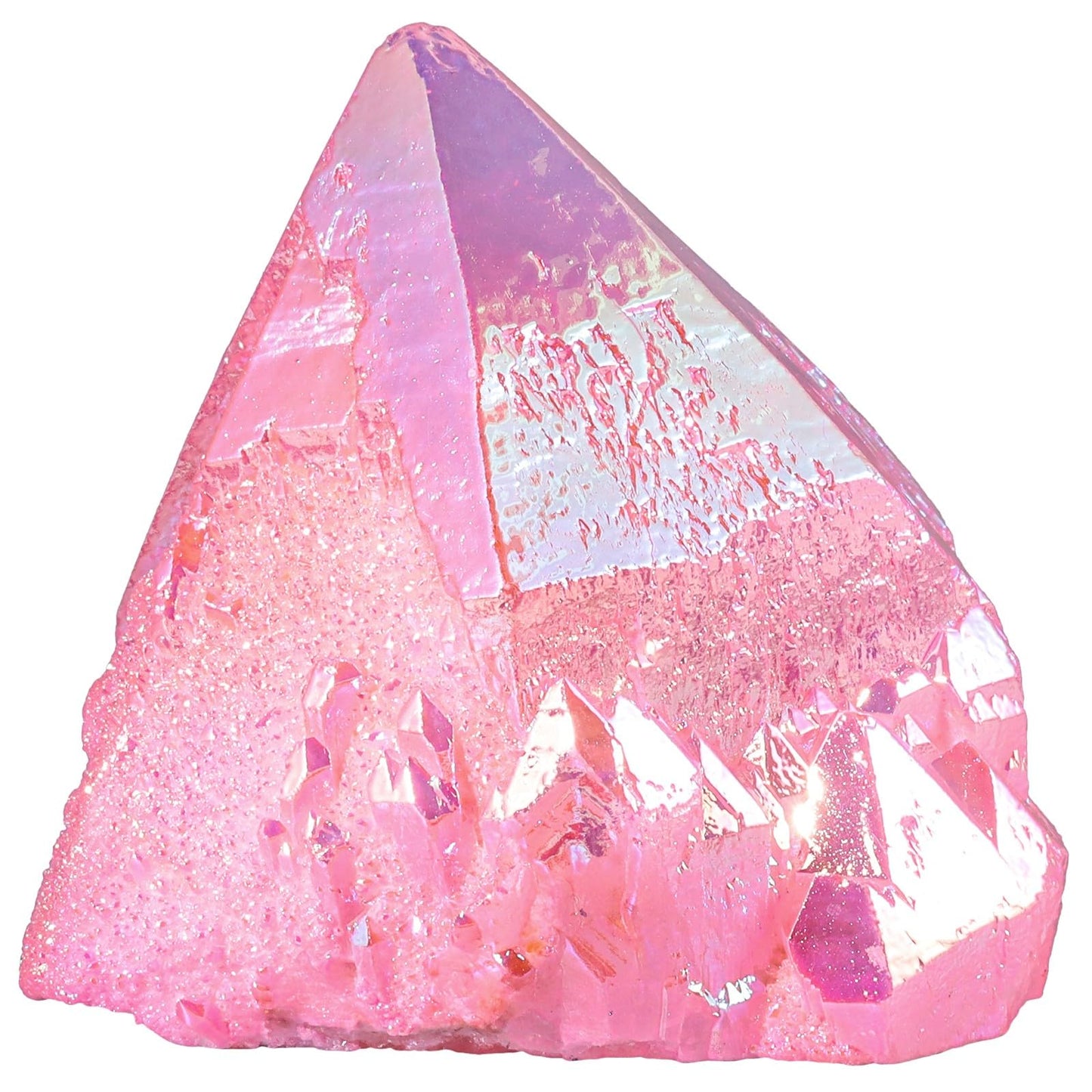 mookaitedecor Angel Aura Quartz Natural Rock Quartz Titanium Coated Crystal Points, Geode Rocks Crystal Cluster Stone Specimen for Meditation Home Decor, Pink
