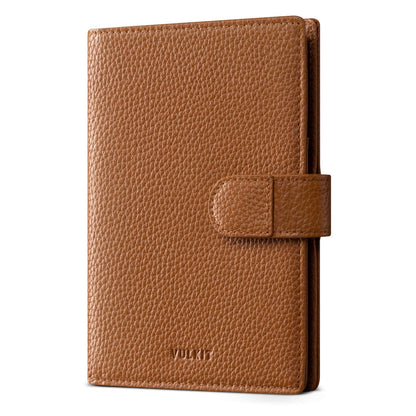 VULKIT Leather Passport Travel Wallet for 2 Passports Pocket Slim Double Passport Holder RFID Blocking with ID Window for Women or Men