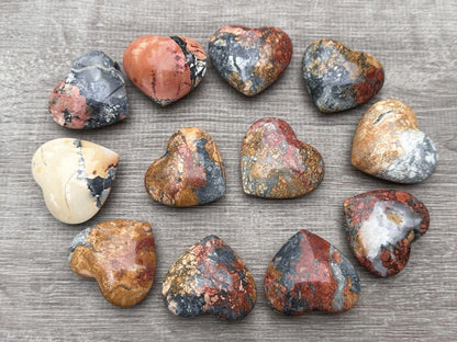 Maligano Gemstone Hearts, Polished Maligano Puffy Hearts, Maligano Crystal Palm Stone, Maligano Healing Crystal Hearts (1 Heart)