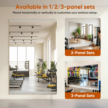 Novlux Home Gym Mirror, 48" x 24" - 2PCS, Large Full Length Mirror Wall Mounted for Yoga, Frameless Tempered Glass Wall Mirrors for Home Gym, Dance Studio, Living Room, Bathroom