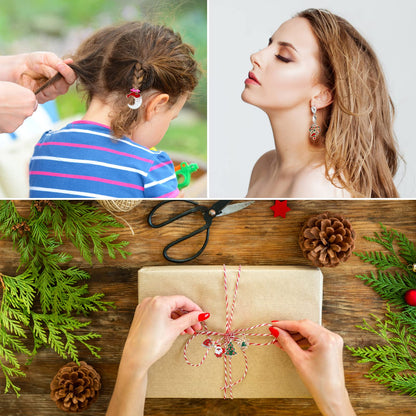 Edenseelake 30 Pcs Christmas Ornaments Set Mini Hanging Resin Metal Christmas Ornament with String for Christmas Tree Decoration