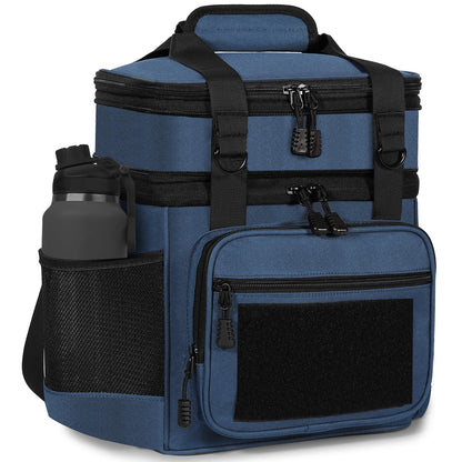GLENKEY Tactical Lunch Box Cooler Bag - Expandable Insulated Lunch Bag for Men Women - Large Lunchbox for Adults Work Shifts Outdoor Trips Blue 16L