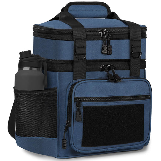 GLENKEY Tactical Lunch Box Cooler Bag - Expandable Insulated Lunch Bag for Men Women - Large Lunchbox for Adults Work Shifts Outdoor Trips Blue 16L