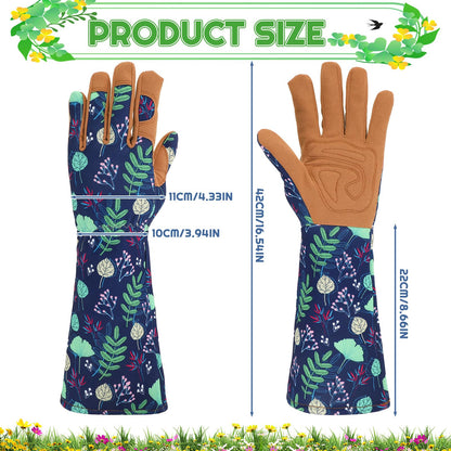 Zhamate 2 Pairs Gardening Gloves Thorn Proof for Women, Long And Short Leather Gardening Gloves Women Working Glove for Rose Pruning Yard Work