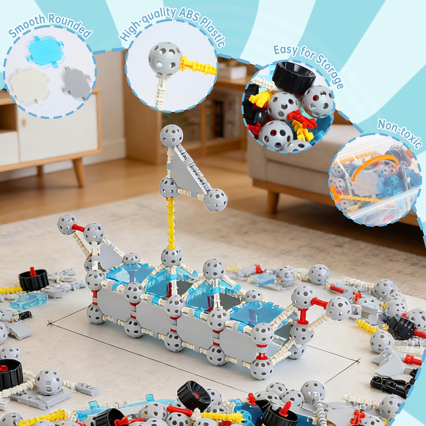 Tazakure 160 Pcs STEM Building Blocks Toys for Kids,Educational Engineering Kits for 4 5 6 7 8+ Year Old Boys & Girls with Storge Box,Learning Toys Sets & Birthday Gift for Toddlers