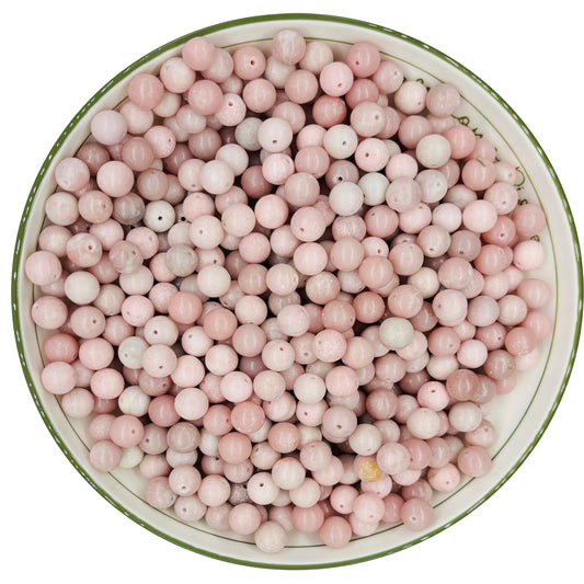 WHNKFB 10mm 50PCS Natural Pink Opal Round Beads, Rose Quartz-Like Loose Gemstone Beads for Jewelry Making Craft - 4mm 6mm 8mm 10mm Options with Free Elastic Cord