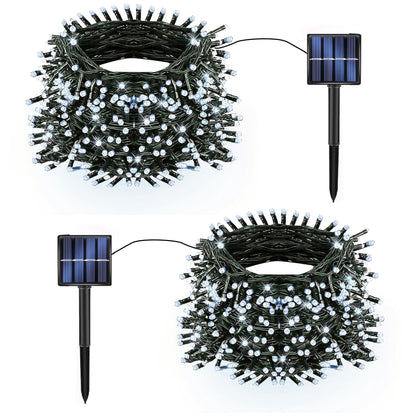 TW SHINE 2 Pack Solar Christmas Lights Decorations Outdoor, Total 400 LED 132 FT Solar Powered Outdoor Christmas Lights with 8 Modes, Waterproof Christmas Decor for Home Tree Party Yard (White)
