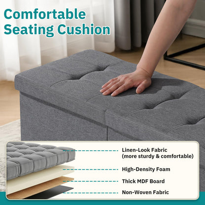 Snuvid 30-INCH Storage Ottoman Bench, Footrest with Storage, End of Bed Bench Coffee Table for Living Room, Bedroom, Entryway, Dark Gray
