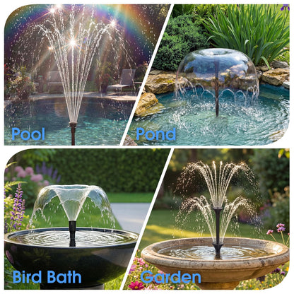 AMZtime 20W Solar Fountain Pump, Solar Water Pump with Lights Built-in 4000mAh Battery, 2026 New DIY Solar Water Fountain for Bird Bath, Pool, Pond, Garden, Fish Pond, Small Waterfall