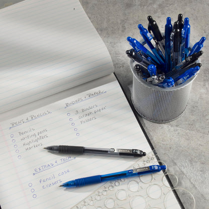 Zebra Pen Z-Grip Retractable Ballpoint Pen, Smooth-Flowing Ink, Fine Point, 0.7mm, School & Office Supplies, Ideal for Note-Taking, Journal and Planner Use, Blue and Black Ink, 30-Pack (25330)