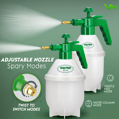 RamPro Garden Sprayer, 0.4 Gallon Pump Sprayer, 1.5L Weed Sprayer, 50 Oz Water Sprayer Pump Spray Bottle for Lawn Sprayer, Plant Mister, Safety Valve & Adjustable Brass Nozzle Pressure Hand Sprayer