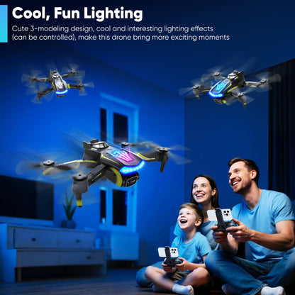 Flymevac Drone with Camera, Dual 720HD, Drone for Kids with Cool Lights, Gestures Control, Vertical Shooting, Waypoint Flight, Gravity Control, 3D Flip, 3-Speeds, Drones for Adults, Beginners, Kids