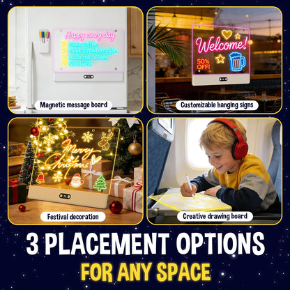 High Grade Led Drawing Board for Kids with 8 Light Effects, 16" Rechargeable Wireless Dry Erase Glow Note Doodle Pad, Acrylic Dry Erase Board with Stand, 2026 Birthday Gifts for Boys & Girls Ages 3–12