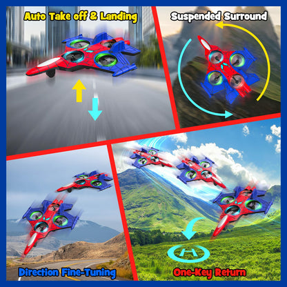 Foam Remote Control Airplanes for Kids Age 8 9 10 11 12 +, Spider Mini Drone for Kids, RC Airplane Fighter Jet with Light, 360°Flip Fighter Jet Toys, Stunt Roll, Airplane Toy Gifts for Boys Ages 8+