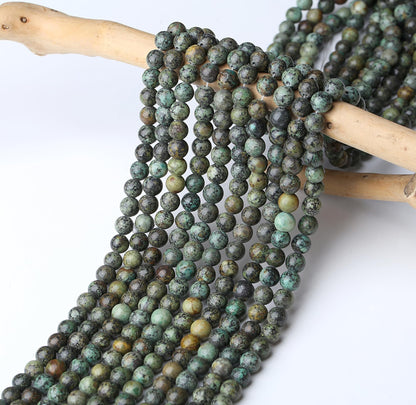 NUKAYAI Natural Indian Turquoise Beads 100Pcs 8mm Crystal Beads Green Loose DIY Round Stone Bead for Bracelet Necklace Earrings Making