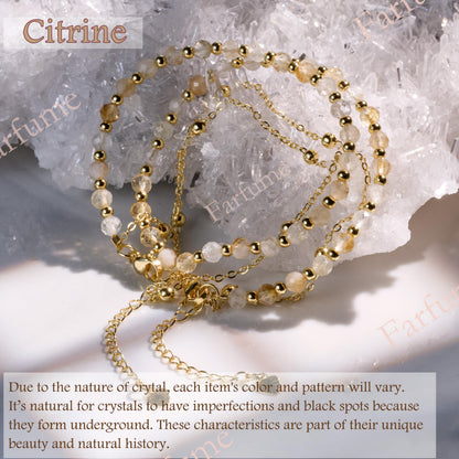 Farfume Citrine Crystal Bracelet Beaded Bracelets for Women 4mm Natural Stone Beads Gemstone Handmade Jewelry Valentine's Day Gifts