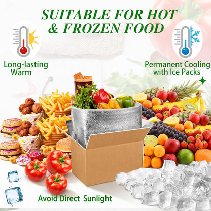 Honoson 4 Pcs Thermal Insulated Shipping Boxes for Frozen Food with Ice Pack and Aluminum Foil Liner for Shipping Big Cold Pack Cooler Mailing Boxes for Moving Hot Frozen Food (11'' X 7.3'' X 6.5'')