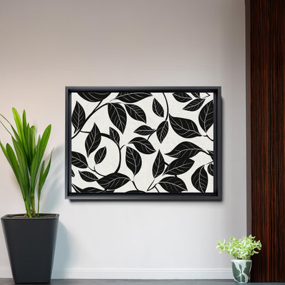 Canvas Print Scandinavian Folk Art Black and Beige Abstract Botanical Wall Art for Scandinavian Home Decor Decor Canvas, Wall