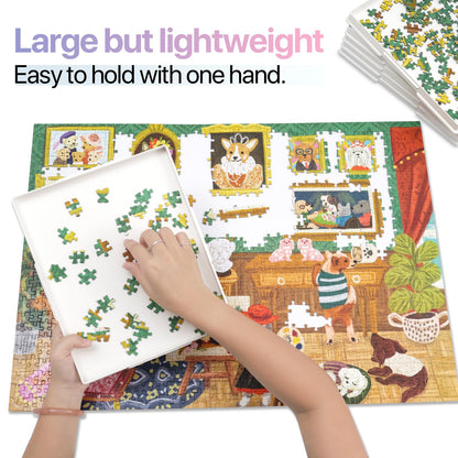 Playboda 9-Pack Puzzle Sorting Trays with Lid that Doubles as a Puzzle Box Stand – 11" x 9" Stackable Trays for 1000–1500 Piece Jigsaw Puzzles, Great Gift for Adult Puzzle Lovers