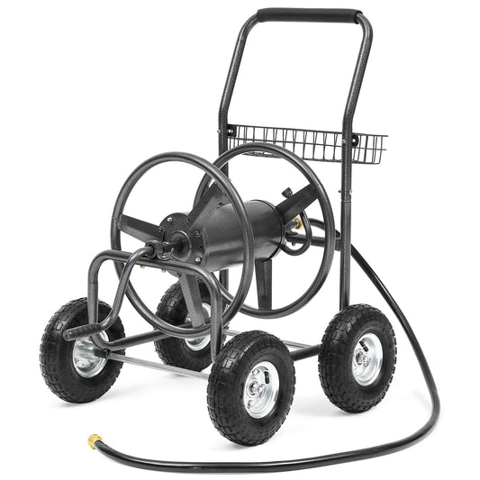 Autodaya 250FT Garden Hose Reel Cart with 10" Pneumatic Tires, Heavy-Duty Steel Frame for Tangle-Free Water Hose Storage, Easy-Rolling Lawn & Yard Hose Holder