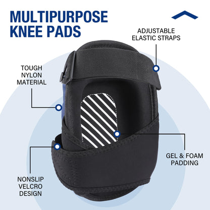WORKPRO Knee Pads for Work, Construction Knee Pads, Safety Kneepads with Ergonomic Gel Cushion and Foam Padding for Gardening, Carpentry, Welding, Roofing, Cleaning