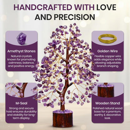 AstraVeda Amethyst Crystal Tree, Chakra Gemstone Gift for Feng Shui Healing