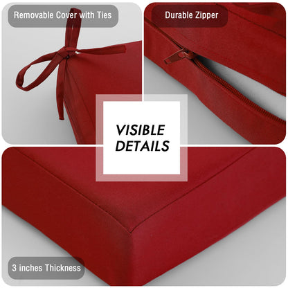 idee-home Outdoor Bench Cushion Waterproof, Bench Cushions for Outdoor Furniture, Patio Porch Swing Replacement Seat Pad with Ties for Garden Backyard, 45 x 18 Inch Red