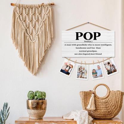 shiviody Pop Gifts Picture Frame Photo Holder for Wall, Best Grandpa Gifts for Christmas Birthday from Grandkids Granddaughters Grandsons, Grandpa Photo Hanging Display Picture Board for Wall Decor