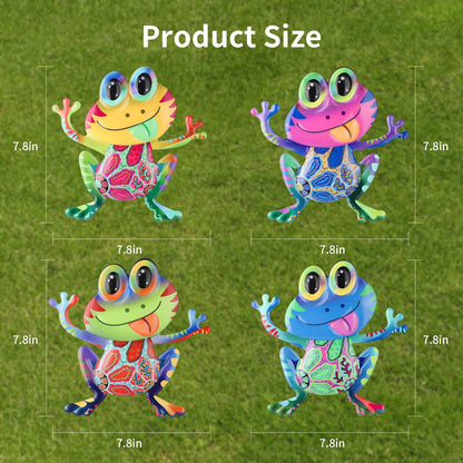 Junware Metal Frog Wall Decor, 4Pcs Frog Iron Wall Art Sculptures Art Frogs Wall Hanging Sculpture Decoration. Outdoor Fence Art for Home Garden, Fence, Patio, Yard, Bedroom Outside Gifts for Adults