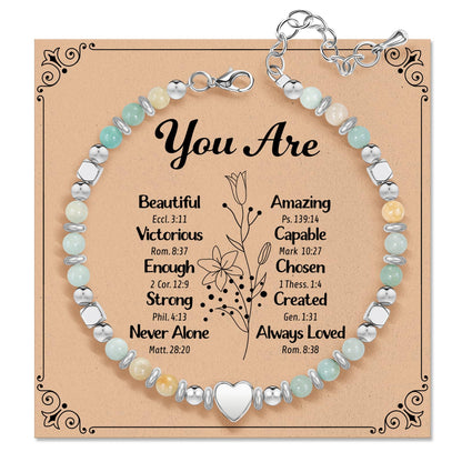 ZOKCC Inspirational Gifts Bracelets for Women Healing Natural Stone Beaded Bracelets - Friendship Encouragement Graduation Gifts for Women Friends Sister Bestie Mom Daughter