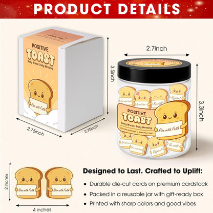 Positive Toast Scripture Jar - 60 Daily Bible Blessings, Christian Encouragement Cards, Faith Gift for Women, Teens, Kids & Coworkers