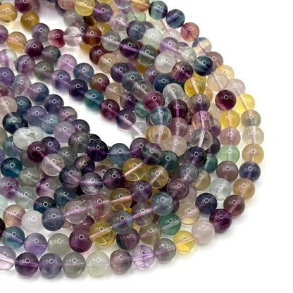 ABCGEMS Aqua Prism Fluorite Beads from Mexico (Authentic Quad Color - No Dye, Just Earth) Beading Supplies - Loose Beads for Jewelry Making - Smooth Round 10mm