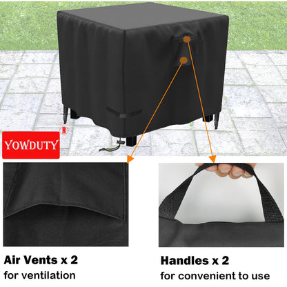 YOWDUTY Propane Fire Pit Cover Square 28 Inch, Waterproof Heavy Duty 600D Gas Fire Pit Table Cover 28x28x25 Inch, Fit 26-28 Inch Firepit Table, All-weather Protection For Patio Fire Table