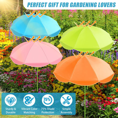 Axcoix 4 Pack Upgraded Plant Umbrellas for Outdoor Plants, 26" Larger Garden Plant Umbrella Shade with Adjustable Angle, 43.4" Higher Sun Shade for Plants, Potted Plant, Garden Beds