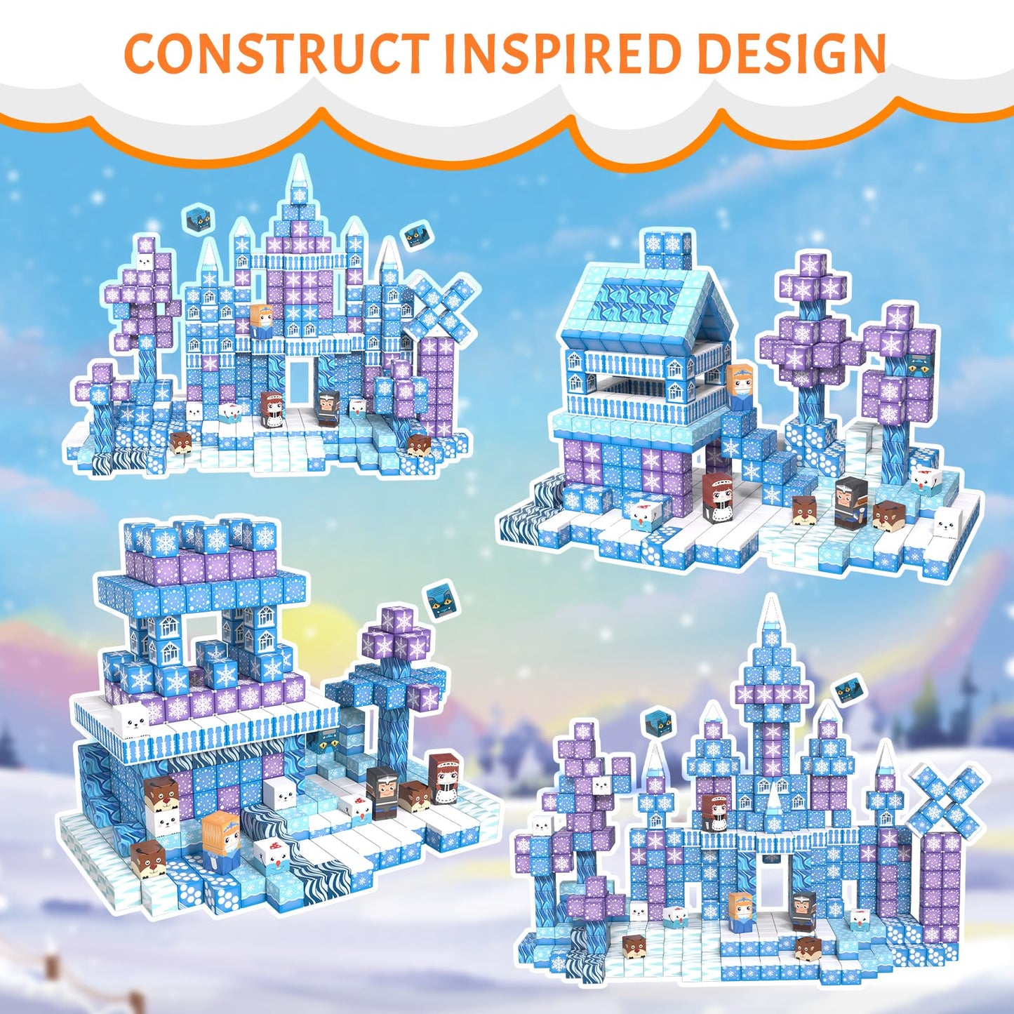 Vdealen 300 PCS Magnetic Blocks-Magnetic Building Blocks, Stacking Magnetic Cubes Toy for Kids, STEM Montessori Sensory Toys for Boys and Girls Age 3 4 5 6 7 8 9 10 11 12 Christmas Birthday Gift