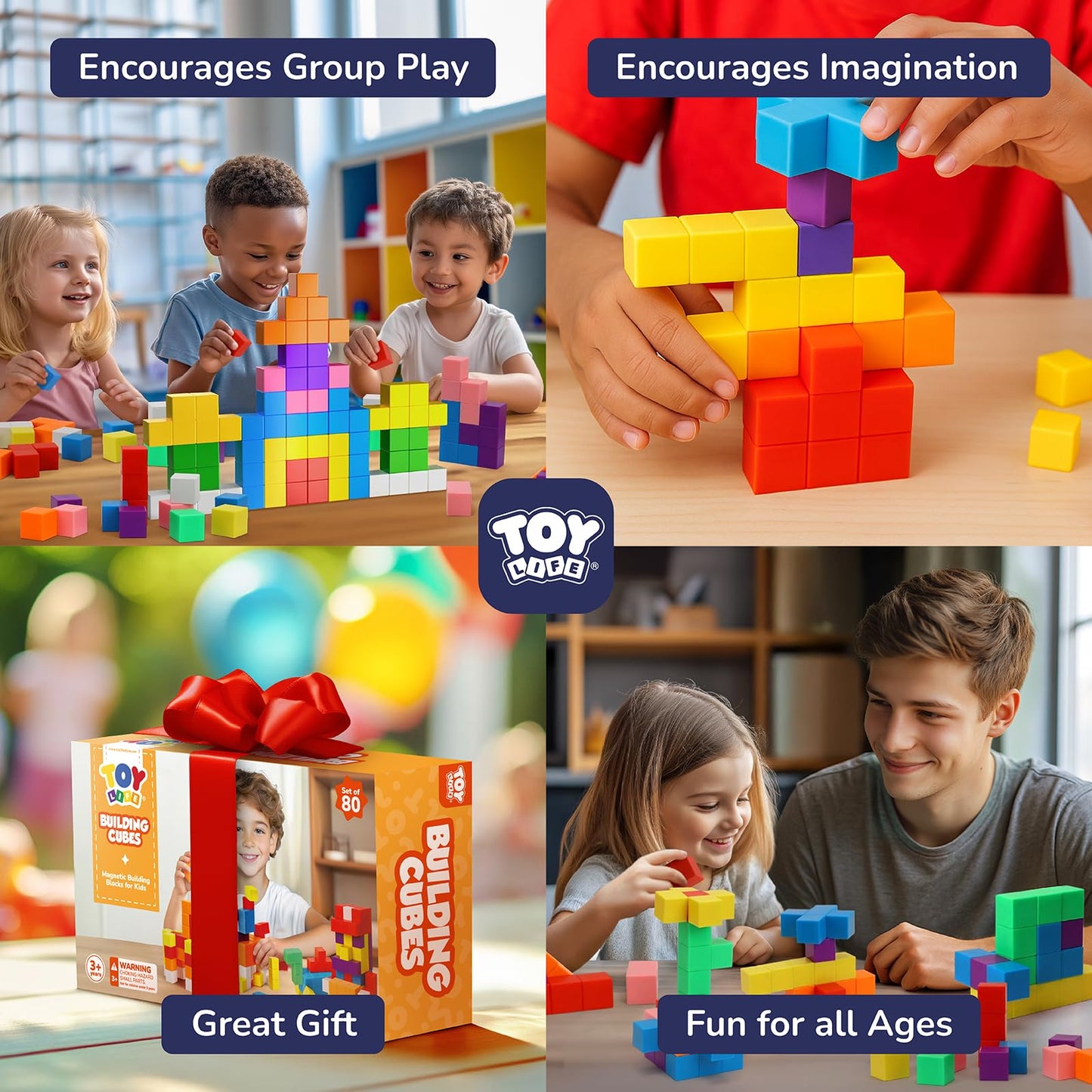 80PCS Magnetic Blocks, Magnetic Building Blocks for Kids Ages 3 4 5 6 Year Old, Magnet Cubes, Autism Montessori Toys, Preschool STEM Educational Sensory Magnet Toys Gifts for Kids 3-5 4-8