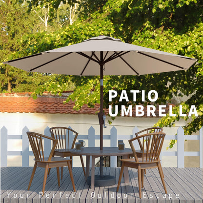 Tobeos 10FT Patio Umbrella, Outdoor Umbrella with Push Button Tilt and Crank, 8 Sturdy Ribs, UV Protection & Waterproof Market Umbrella for Pool, Backyard, Beach,Deck (Beige)
