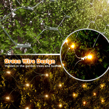LitHome 21FT x 5FT Christmas Net Lights Outdoor Mesh Lights, 360 LED Warm White Net Light 8 Modes Connectable, Waterproof Giant Christmas Mesh Light Green Wire for Bushes Garden Yard Party Tree Decor