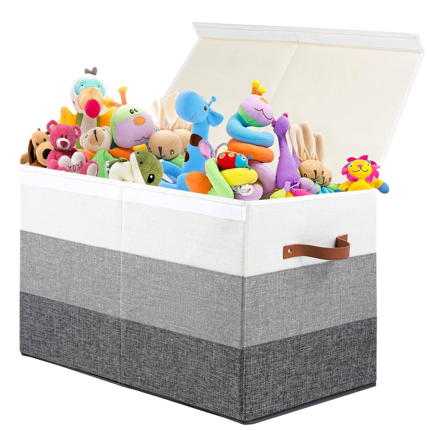 Mayniu Toy Box Storage Chest with Divider, Large Sturdy Toy Bin Organizer Basket with Lid for Kids, Boys, Girls, Nursery, Living Room, Bedroom, Playroom, Closet, 25"x13" x16"(Gradient Grey)