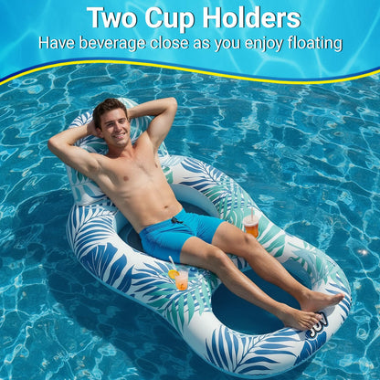 Pool Floats for Adults,Inflatable Chair Lounger Floaties with Drink Holder,Travel Pool Beach Lake Swim Inflatables Water Floating Rafts