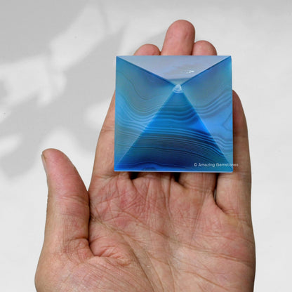 Amazing Gemstone Blue Onyx Pyramid Crystal Healing Stones - 2" Great Pyramid Figurine of Natural Stone Pyramid for Meditation, Reiki, Chakra Balancing and Crystal Pyramids Grid