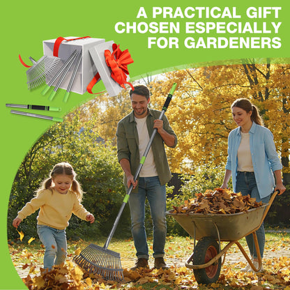 WORKPRO Rakes, Small Leaf Rake with 73” Adjustable Long Handle, Narrow Metal Garden Rake with 25 Steel Tines, Heavy Duty Rust-Resistant Lawn Rakes for Yard, Garden, Shrubs, Flower Beds & Tight Spaces