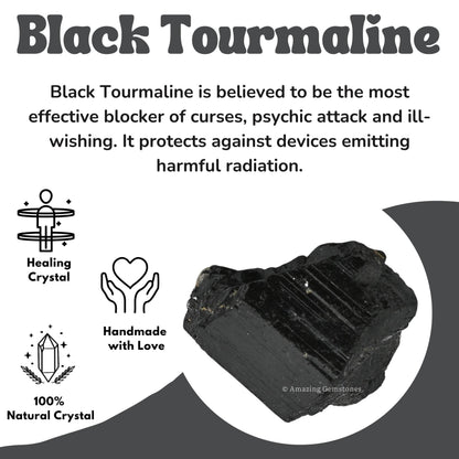 Amazing Gemstone Black Tourmaline Selenite Crystal - 1/2 lb Bulk Raw Black Tourmaline Crystals and Selenite Healing Crystals for Protection, Crystal Grid, Energy Piedra Selenita Original