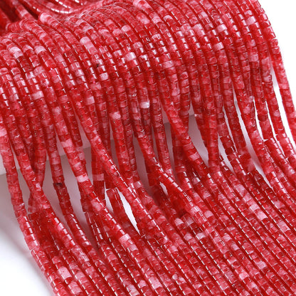 150pcs 2x4mm Natural Pink Rose Tourmaline Jades Tube Shape Beads Loose Flat Round Cylinder Flat Spacer Green Stone Beads for Bracelet Earrings Jewelry Making
