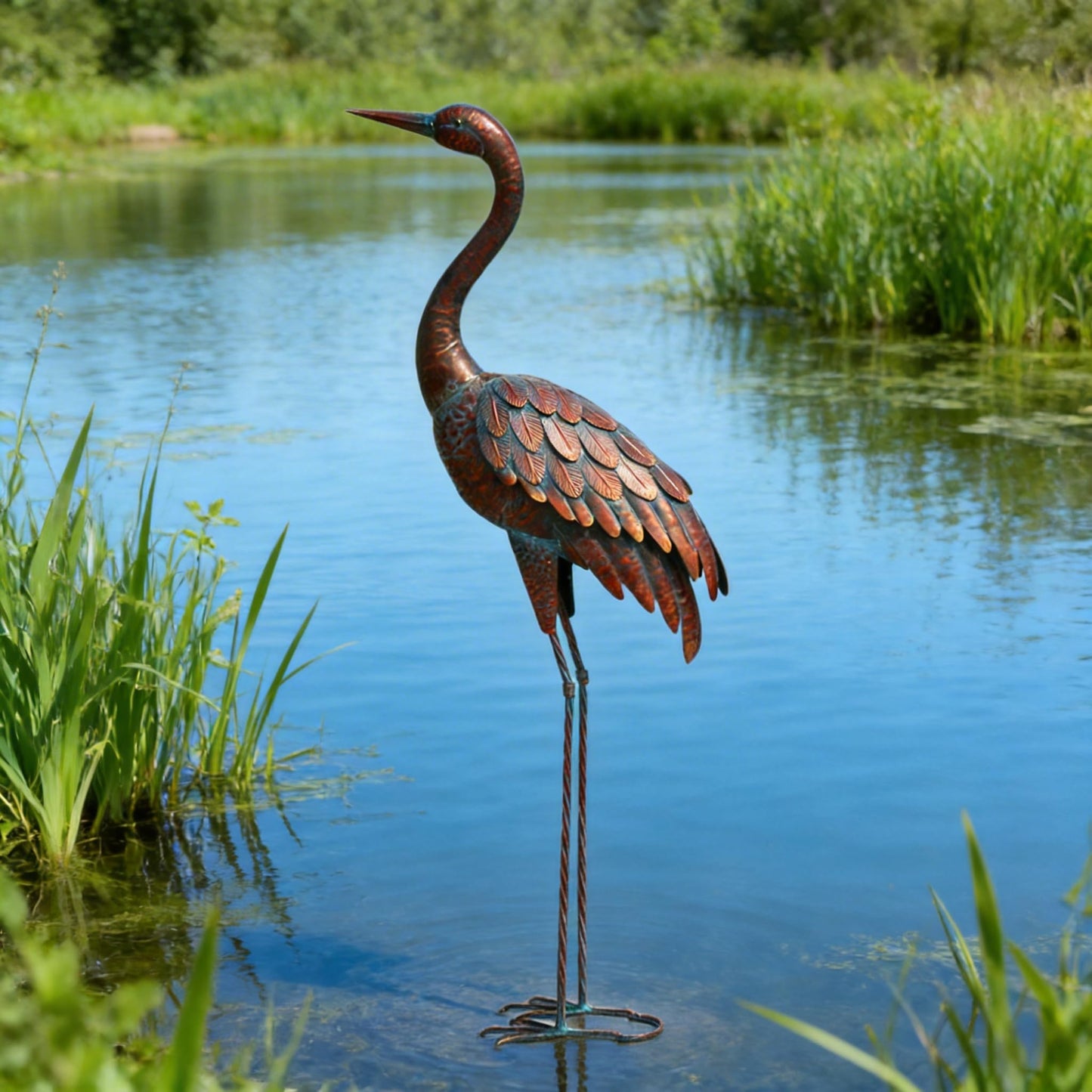 chisheen Outdoor Garden Crane Statues and Sculptures Metal Yard Art Statue for Garden Decoration Large Size