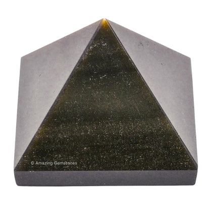 Amazing Gemstone Gold Sheen Obsidian Pyramid Crystal Healing Stones - 1.5" Great Pyramid Figurine of Natural Stone Pyramid for Meditation, Reiki, Chakra Balancing and Crystal Pyramids Grid