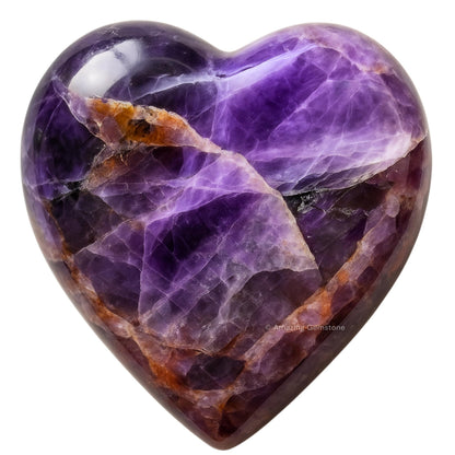 Amazing Gemstone Dreamy Amethyst Crystal Heart Palm Stone - Pocket Massage Worry Stone for Natural Body Chakra Balancing, Reiki Healing and Crystal Grid