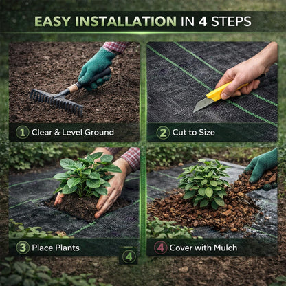 Sunifier Heavy Duty Weed Barrier Landscape Fabric, Woven Geotextile Ground Cover - Premium Weed Control Mat for Garden Beds, Driveways & Landscaping(1.3ft x 50ft)