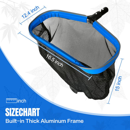 joyhalo Pool Skimmer Net with Pole,Upgraded Extra Wide Scoop Edge, Swimming Leaf Rake with 2.5FT-10FT Adjustable Aluminum Pole for Cleaning Leaves, Debris